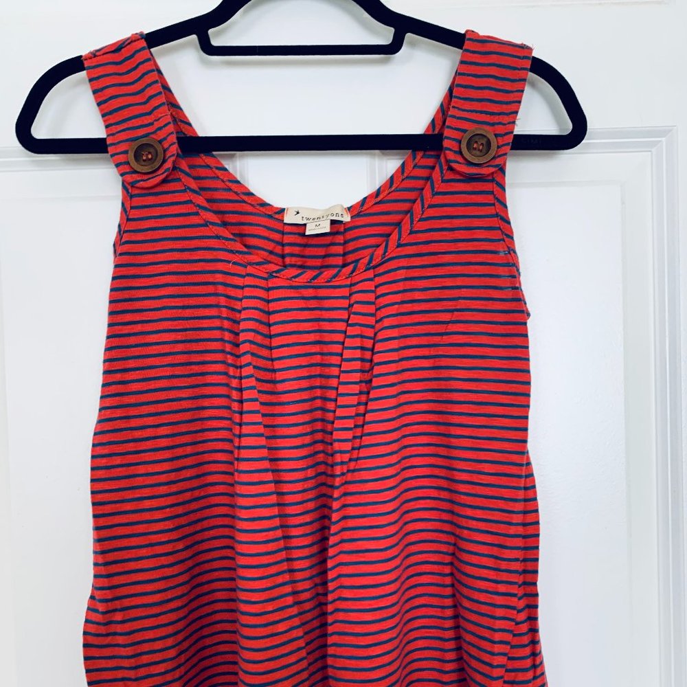 Forever 21 Orange Striped Button Strap Tank